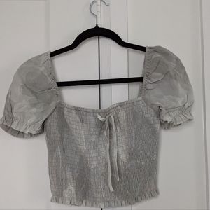 Aritzia Wilfred Smocked Cropped Blouse